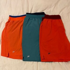 Fabletics Men's Athletic Shorts set combo 3 - Orange, Teal, Red